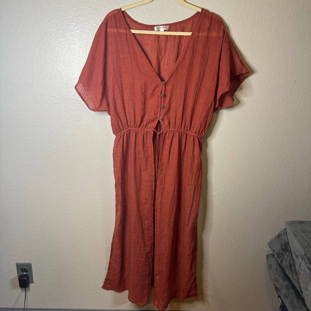 Vintage Rust color, flowy, sheer cover up size large